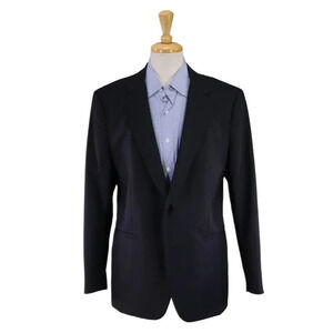 Theory Navy Blue Tone Checkered 2-Btn Slim Fit Wool Blazer 44R
